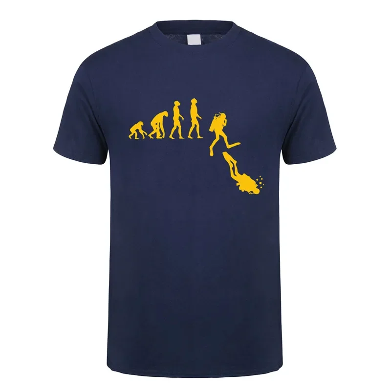 Diving evolution T shirt men Cotton short sleeve funny clever T-shirts man Clothing tops jl-099