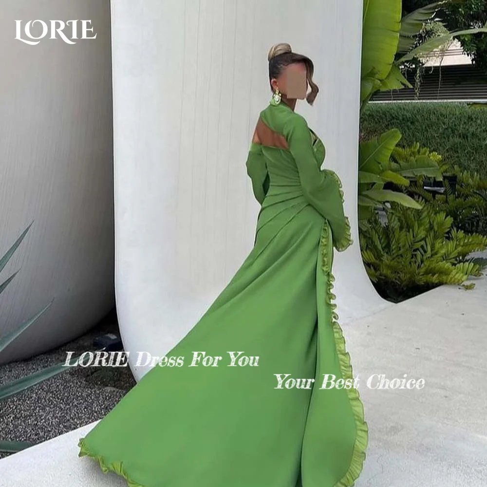 LORIE Elegant Trumpet Evening Dresses Halter A-Line Prom Dresses Satin Backless Pleats Flower Side Clebrity Party Gowns 2024