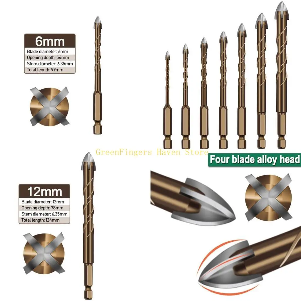 

F68D Widened Chip for Cross Ceramic Glass Drill Bit Tool High Hardnes