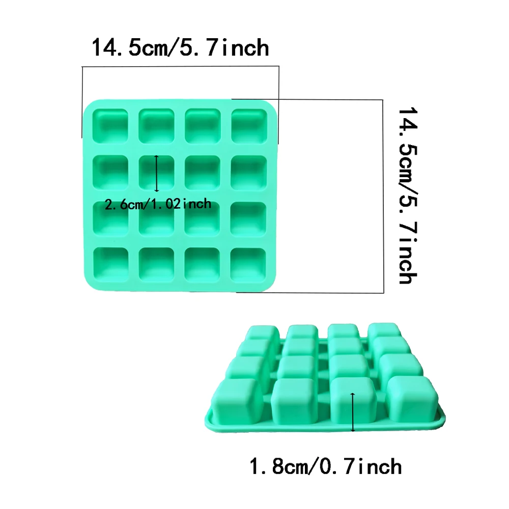 1 قطعة 16 فتحة مربعة الشكل لخبز الشوكولاتة قالب من السيليكون DIY لتزيين كعكة الشوكولاتة والحلوى #3