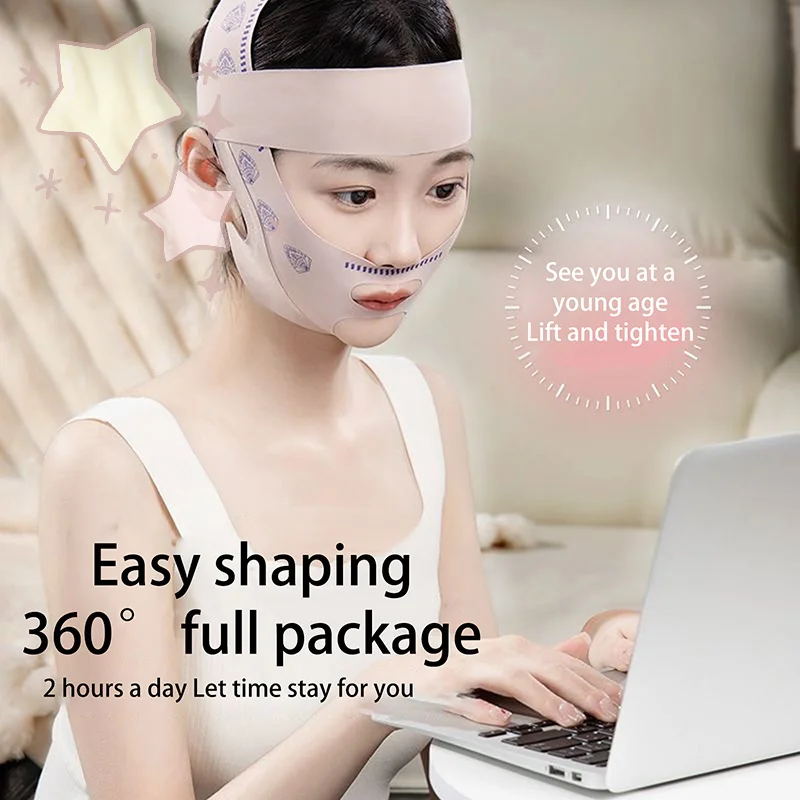 مزدوجة الذقن الوجه التخسيس ضمادة رفع حزام الخامس خط حزام المشدود قناع الوجه أداة العناية بالبشرة #3