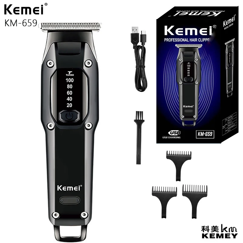 

KM-659 Grooming Cordless Barber Clippers Hair Cutting Rechargeable USB Beard Trimmer Professional Hair Clippers for Men