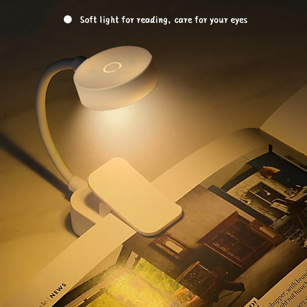 LED Eye Protection Book Night Light Mini Adjustable Study Desk Lamp Flexible Reading Lamp Clip-On Battery Powered for Studying