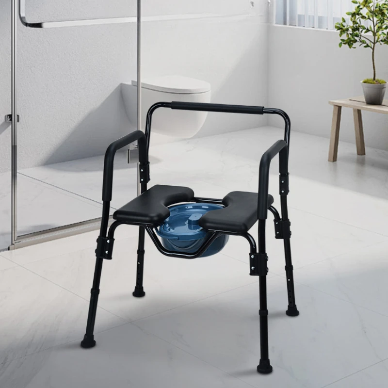 

Aluminum Alloy Toilet Seat Chair Reinforced Adjustable Toilet Stool Elderly Disabled Mobile Commode Toilet Foldable Shower Bench