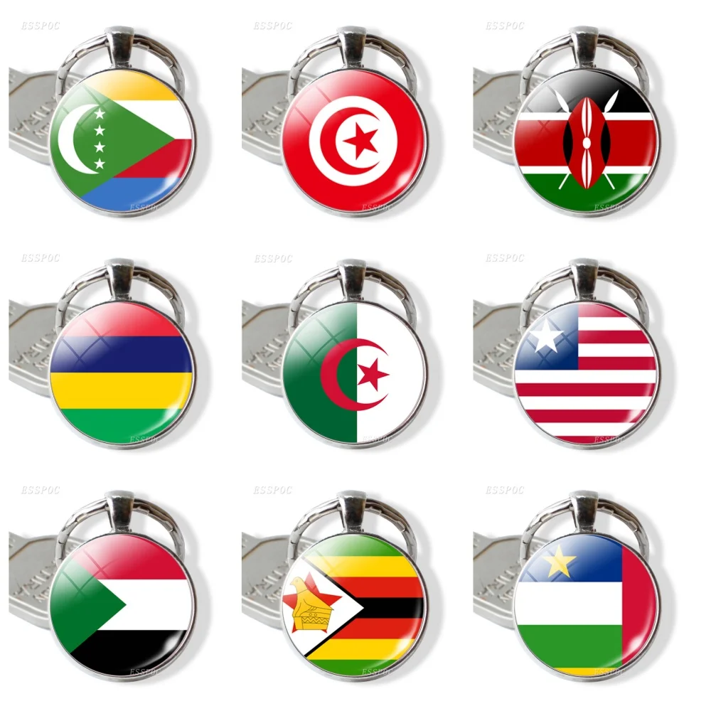 African Country Flags Egypt Nigeria Libya South Africa Keychain Usa Flag Patriotic Education Souvenir  Love Your Country