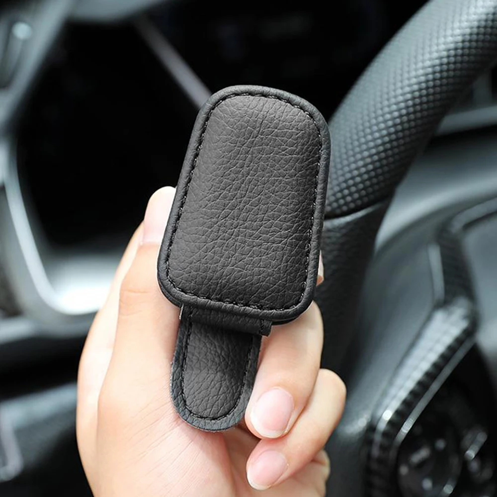 Car Sun Visor Sunglasses Clip Magnetic Cowhide Glasses Case Holder Ticket Card Holder Car Interior Accessories image 4