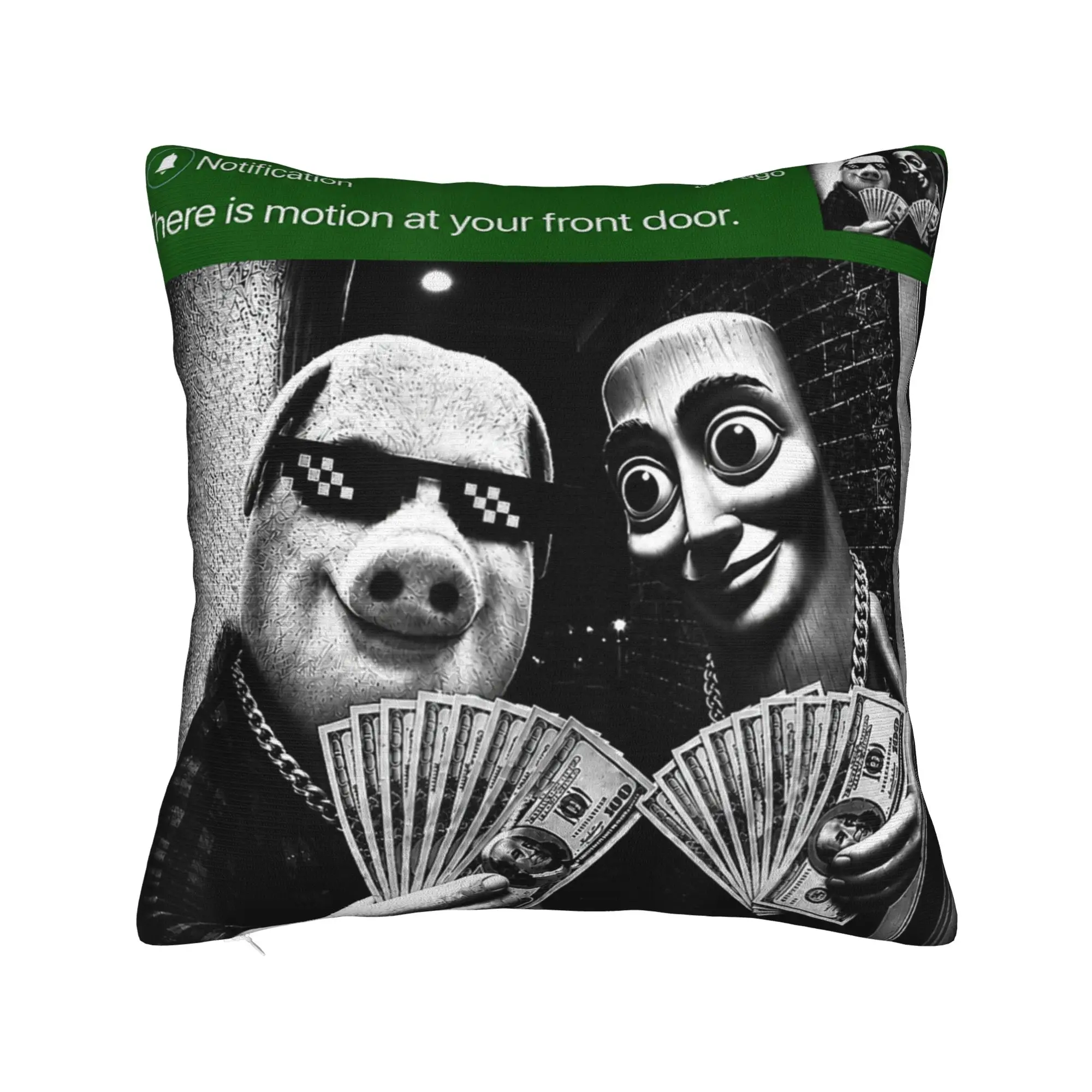 John Pork and Tung Tung Tung Sahur Front Door Motion Pillow Case Pillow Cover Novelty Cushion Cover For Couch Sofa Bedroom