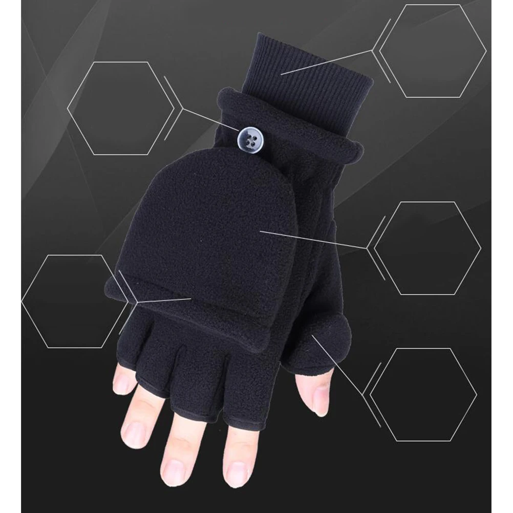 

Men Thicken Adult Gloves Double Layers Warm HalfFinger For Riding Photography Knot Tying Outdoor Activities Black