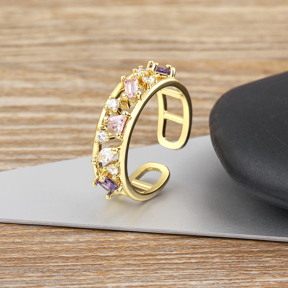 

Nidin New Fashion Gold Plated Zircon Rings For Women Charm Engagement Wedding Party Female Finger Jewelry Gift Accessories