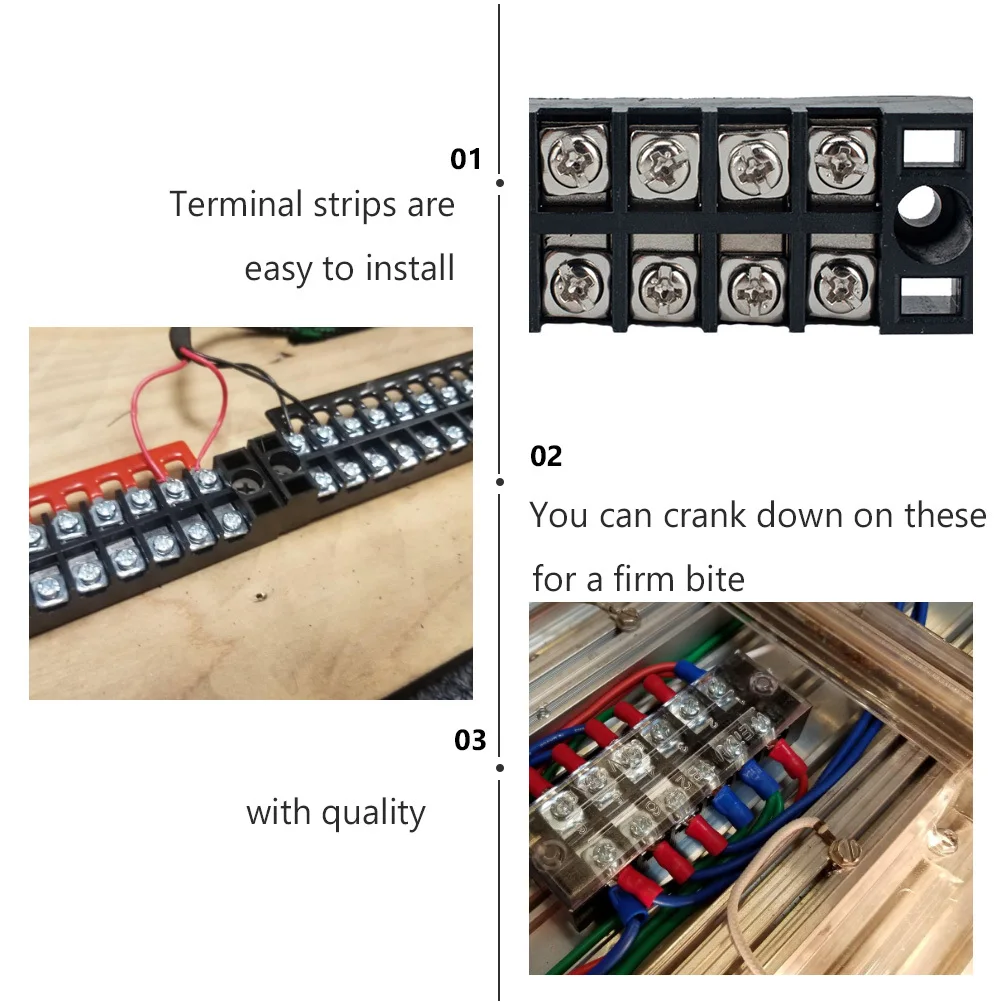 

5 set 5 Positions Dual Row Screw Block Strip Power Terminal Connector Kit With Clear Cover 5P Terminal Block Terminals Barrier