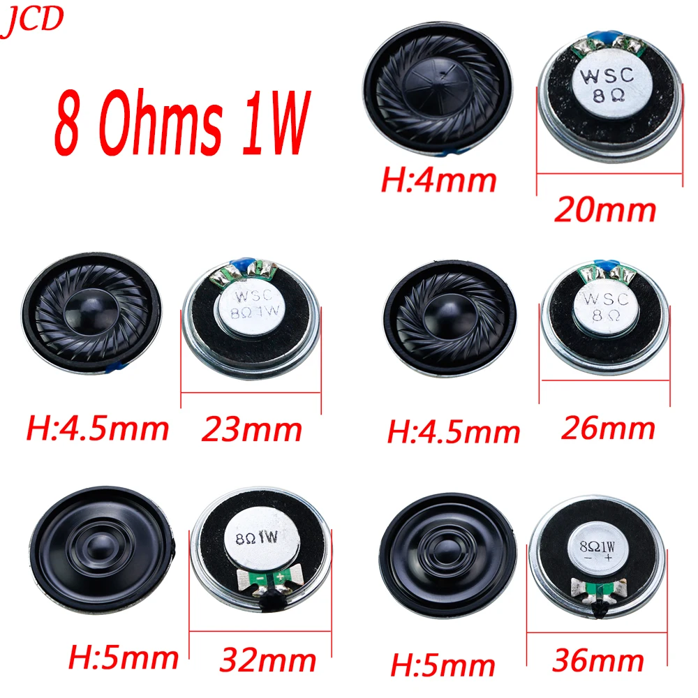 Ultra Thin Mini Loudspeake 8Ohm 1 Watt 1W 8R Speaker Diameter 20MM 23MM 26MM 32MM 36MM 2CM 2.3CM 2.6CM 3.6CM Thickness 5MM 4.5MM