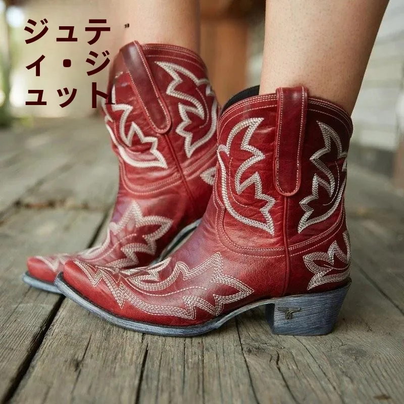 

Женские ботинки на осень-зиму 2023 с вышивкой, заостренным носком, больших размеров, от независимого производителя, модные, низкие, из натуральной кожи