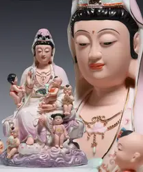 Ceramic Guanyin Avalokitesvara Bodhisattva statue Buddha statuette household family home worship ornament Wuzi guan yin figure