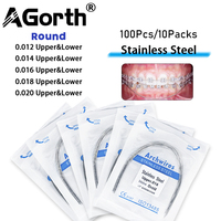 100Pcs/10Packs Dental Arch Wire Stainless Steel Orthodontic Round Ovoid Form Upper Lower Archwire Dentist Material