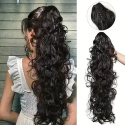 Multi Layered Ponytail Extension Claw Ponytail Hair Extensions 30 Inch Long Curly Wavy Ponytail Synthetic Hairpieces for Women