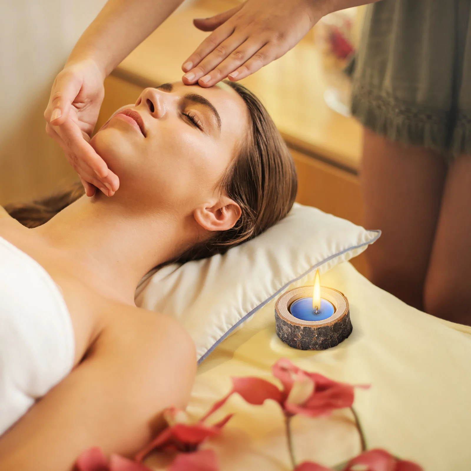 24 قطعة حامل شمع خشبي ريفي شمعدان نذري خشبي لحفلات الزفاف وأعياد الميلاد والعطلات المركزية #1