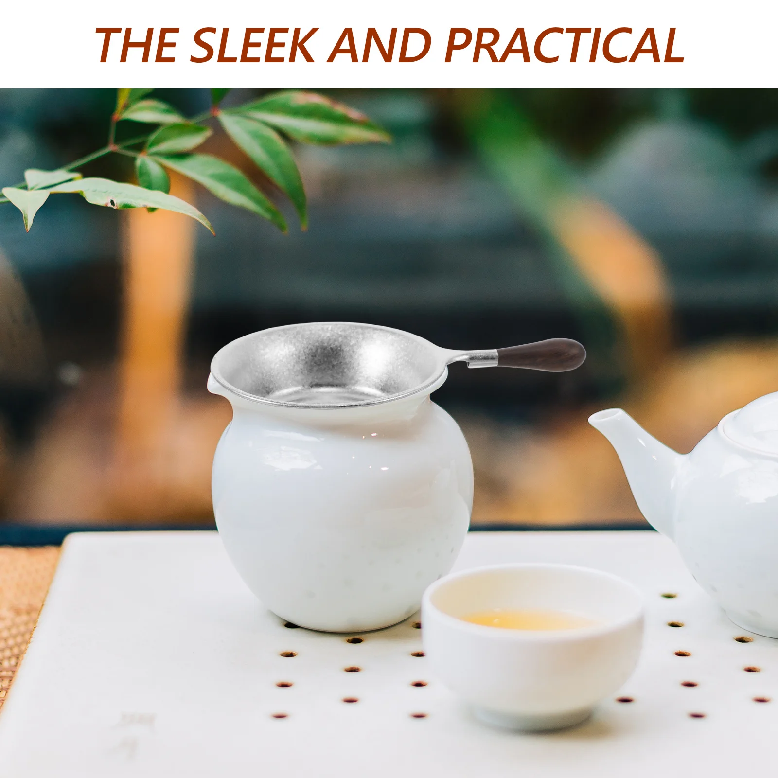 

Titanium Tea Strainer Reusable Fine Mesh 8cm Diameter Wood Handle Loose Leaf Tea Filter for Mugs Cups Teapots Leaf Steeper