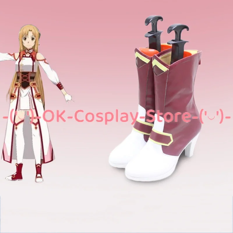 [Customized Size] Sword Art Online Asuna Yuuki Cosplay Shoes Knight Game Roleplay Prop Halloween Carnival Party Boots PU Leather view 4