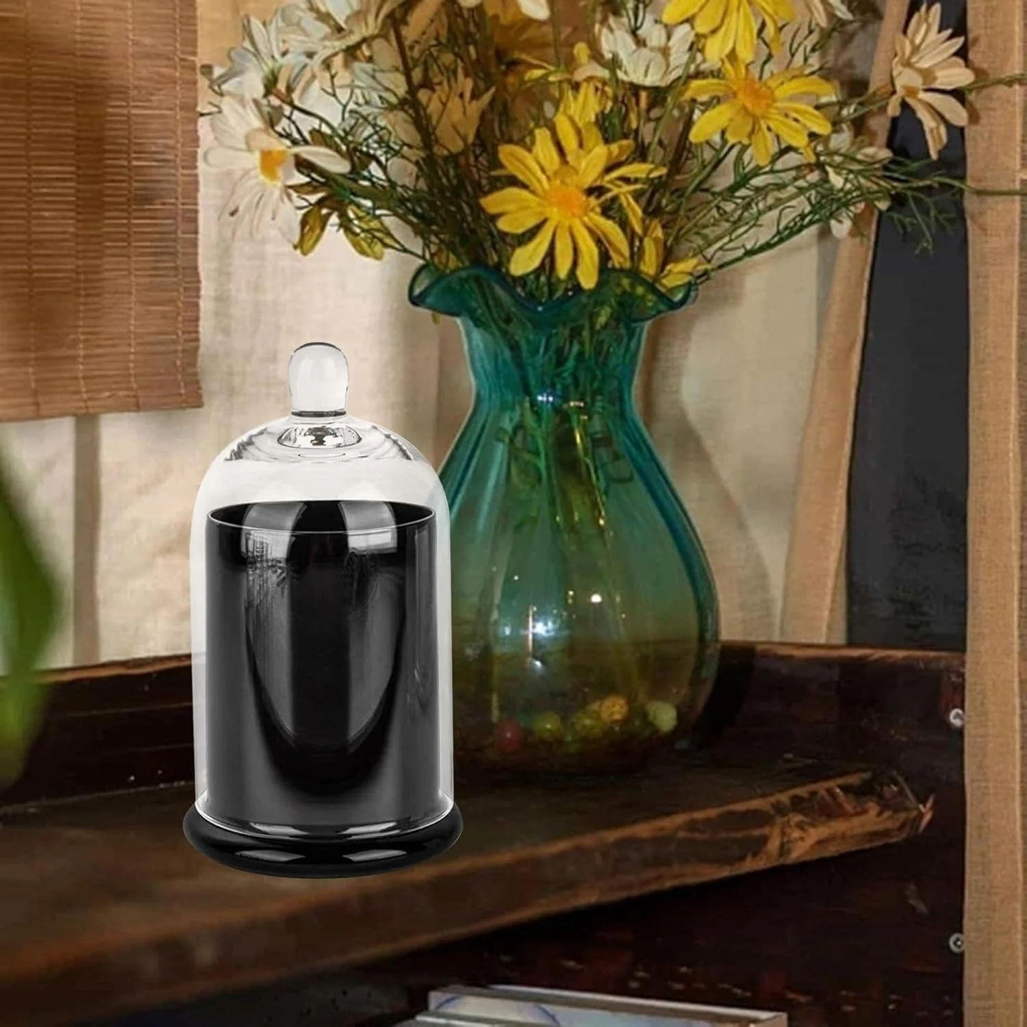 

Cloche Glass Dome Candle Holder Jar Display Centerpiece Cover Cup for Cake Plants Snack, Clear, 10x10x16