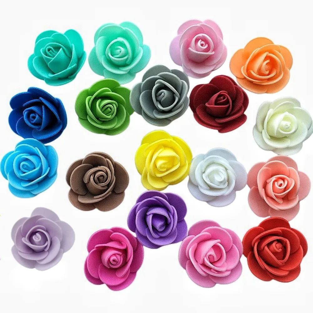 

200/100/50 PE Foam Artificial Rose Flower 3.5cm Fake Flowers for DIY Bouquet Wreath Valentine's Day Gift Make Wedding Home Decor