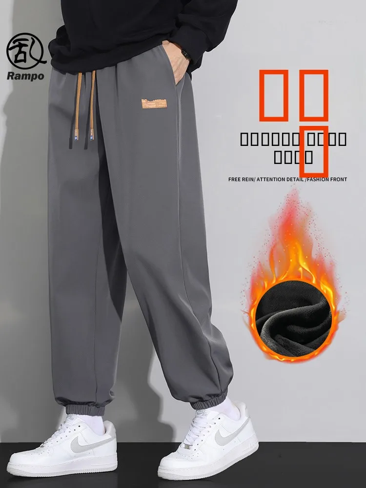 

Мужские повседневные брюки Deep ey с флисовой подкладкой, американского свободного кроя, с манжетами, широкие спортивные брюки, молодежные, стильные