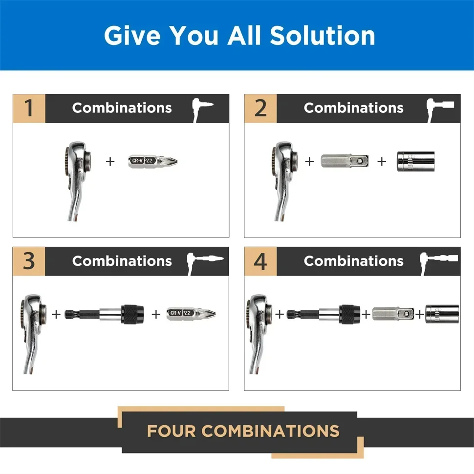 28 in 1 Mini Ratelsleutel Set Magnetische Ratelschroevendraaier Set Verlengstuk Met Socket Thuis Reparatie Handgereedschap DIY Tool Kit