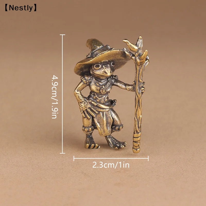 Vintage-Messingfigur Zauberer-Frosch, Schreibtisch-Ornament, Metall, niedliche Figuren, Miniaturen, Heim- und Bürodekoration, Auto-Ornamente〔Nest〕 – Detail 10