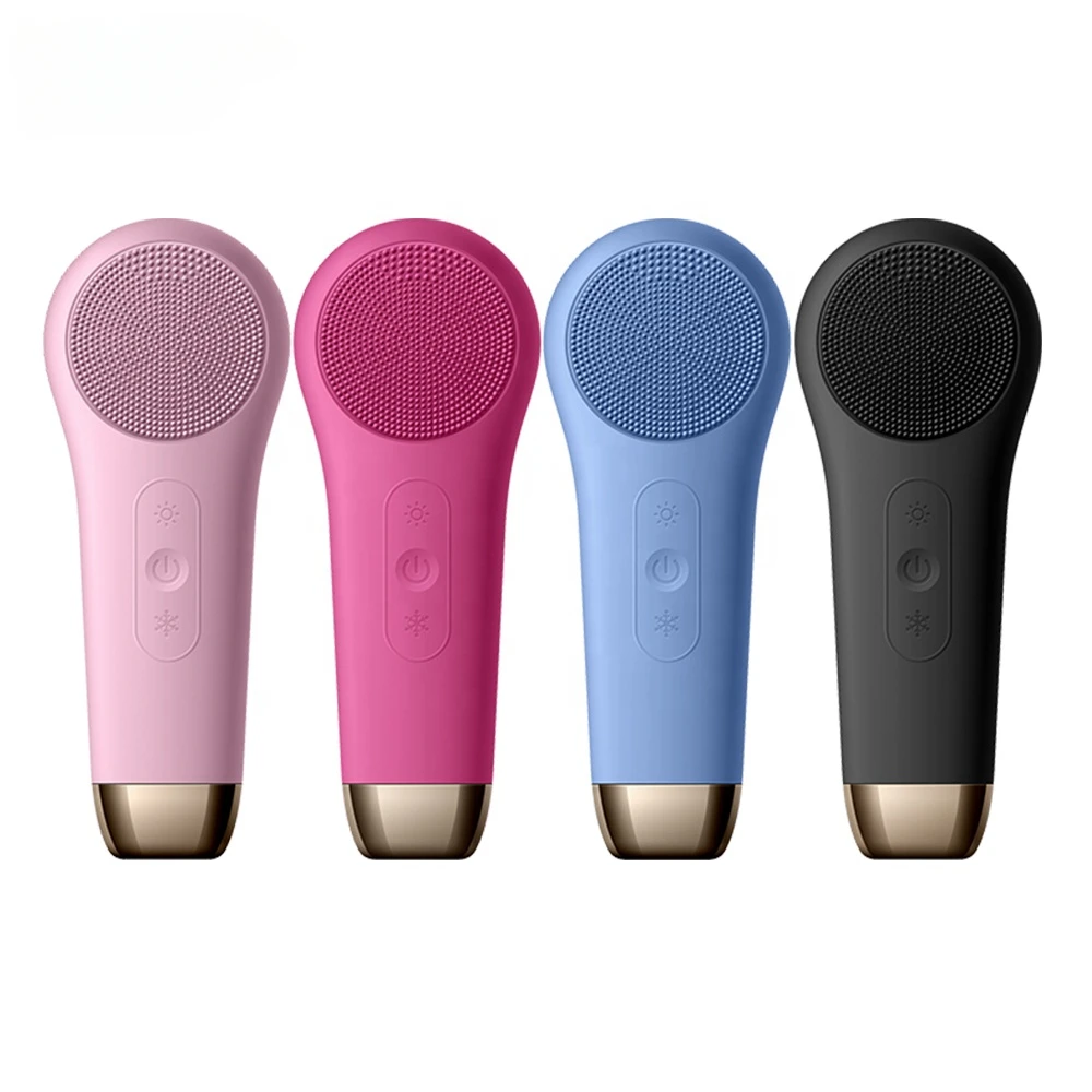 

New Private Label Electric Sonic Facial Cleansing Brush Waterproof Face Cleanser Silicone LED Facial Brush Beauty Tool