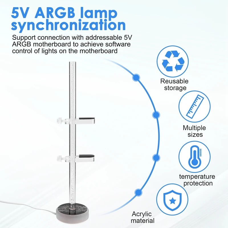A27Q-ARGB Graphics Card Bracket RGB Vertical Support 5V 3PIN Desktop Computer Graphics Card GPU Holder Height Adjustable