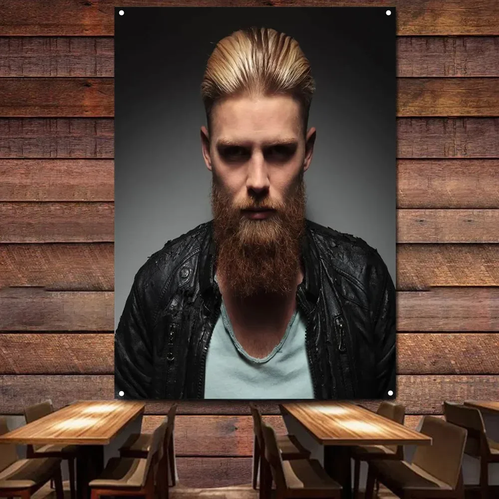 Hairstyling Poster Barber Shop Wall Art Indoor Tapestry Decor Slick Back Pompadour Haircut Style Flag Digital Printing Banner 1