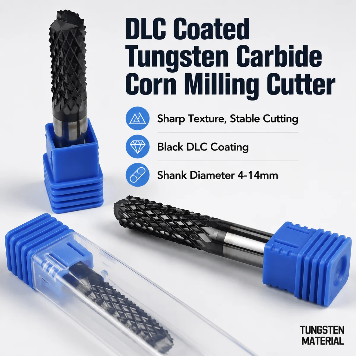 92HRC 4-14MM DLC Diamond Nano Coating Corn Teeth Cutting Tools Imported Tungsten Steel Carbide End Milling Cutter Router Bit Set
