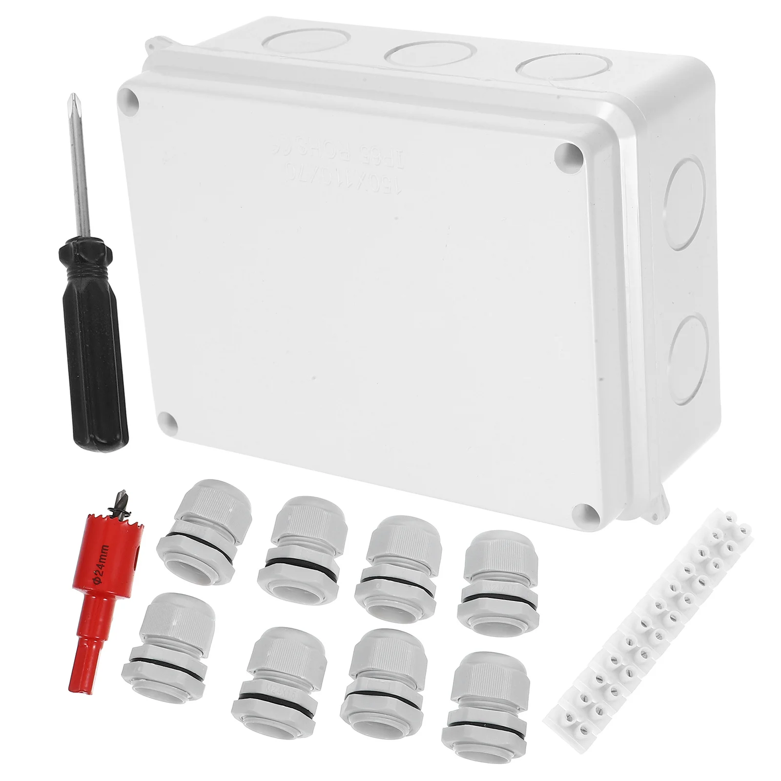 Waterproof Junction Box Electrical Distribution Box Multifunctional Outdoor Indoor Wiring Connection Case Puncher Screwdriver