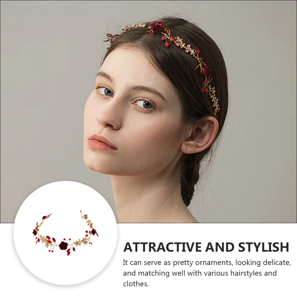 1 قطعة عقال الزفاف الزهور هيرباند للحزب التصوير الدعامة حجر الراين غطاء الرأس الزفاف الديكور الزفاف