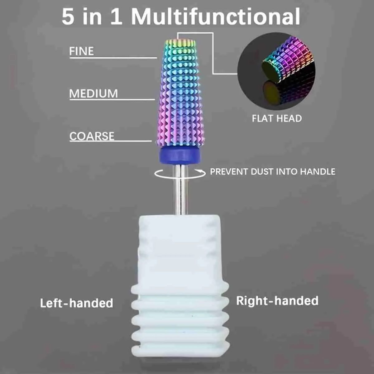 5 in 1 Tungsten Nail Drill Bit Carbide Nail Files Rotate Burr for Electric Manicure Machine Gel Polish Tools Accesories