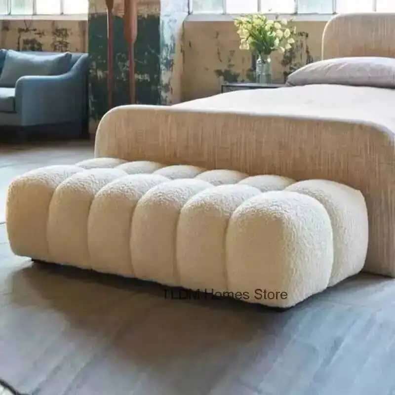 

Конец пуфиков Табурет Спальня Кровать Французский табурет Роскошный отель Домашний вход Обувь Магазин переодевания Бархатный диван-скамья из ягненка