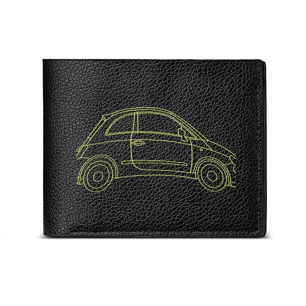 Car Outline Design Men's Wallet Card Holder Casual Business Fashion Print Style Accessory