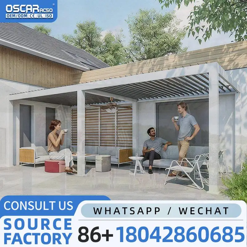 New Design Aluminum Patio Awnings Retractable Outdoor Cover for Garden Bioclimatic Roof System pergola