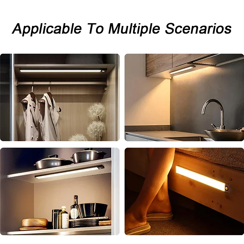 رقيقة جدا محس حركة ضوء لاسلكي LED أضواء ليلية ديكور غرفة نوم الدرج خزانة USB قابلة للشحن كاشف المطبخ مصباح