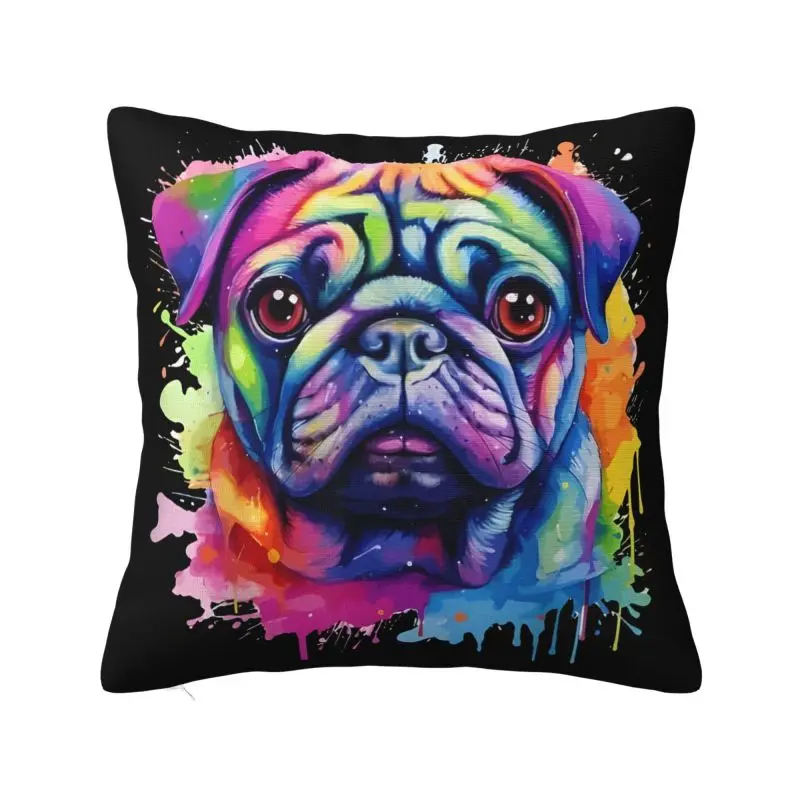 Pug Dog Throw Pillow Case 60*60cm Decor Home Cushion Cover Velvet Polyester Pillowcase Double-sided Printing