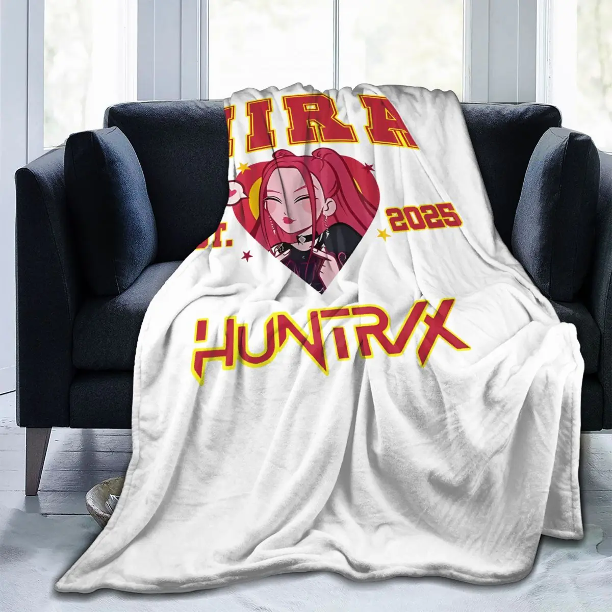 KPop Demon Hunters Huntrix Mira Coperte in velluto Coperta portatile ultra morbida per tutte le stagioni per tappeto da ufficio domestico