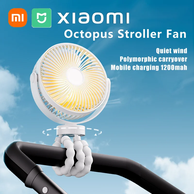 

Xiaomi MIJIA Mini Portable Stroller Fan Detachable 3 Speeds Rechargeable 360° Rotating Cooling Fan For Car Seat Baby Crib Travel