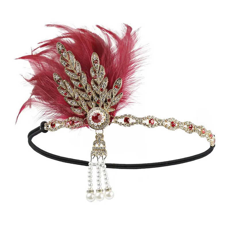 1920s Hairband Headpiece Feather Flapper Headband Headdress Vintage Costume Party Hairband For Women feather headpiece