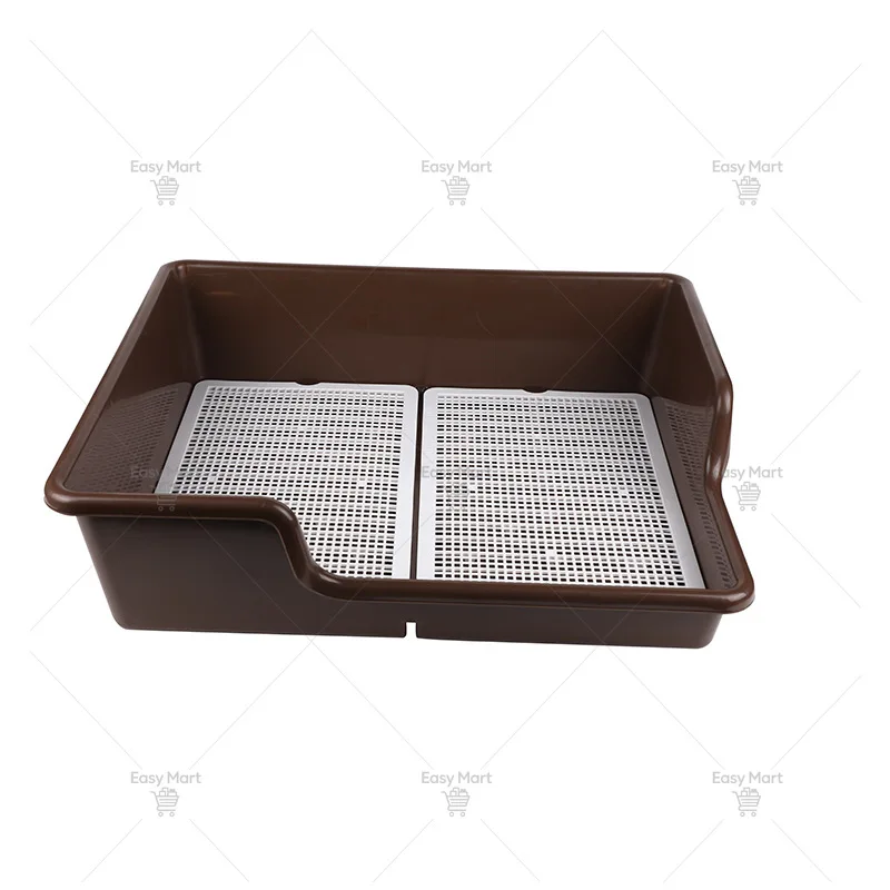 プレス式犬用トイレ、飛沫防止ペット用トイレトレイ（囲い付き）、小型ペット用便利な室内犬用小便器