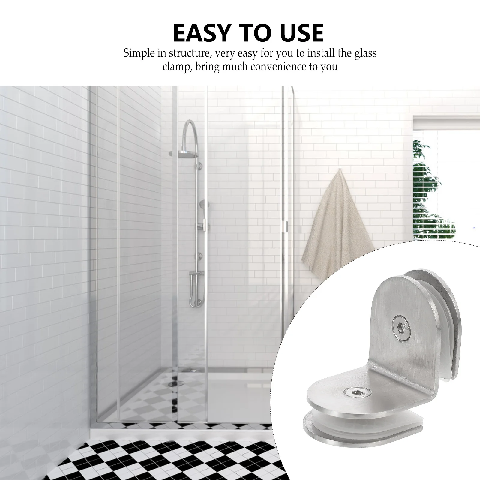 

4Pcs Stainless Steel Glass Clamp Double Side Durable Strong Bathroom Glass Clips Practical Fixing Tool Home Use