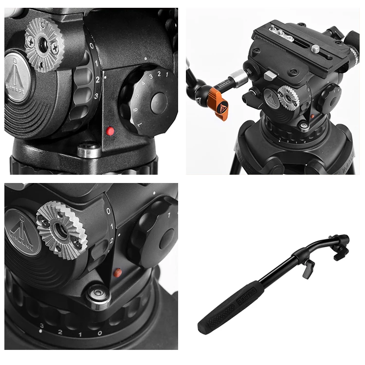 E-IMAGE Eg10c2l Professionele Video Statief Kit Met 100Mm Vloeistofkop En Koolstofvezel Statief