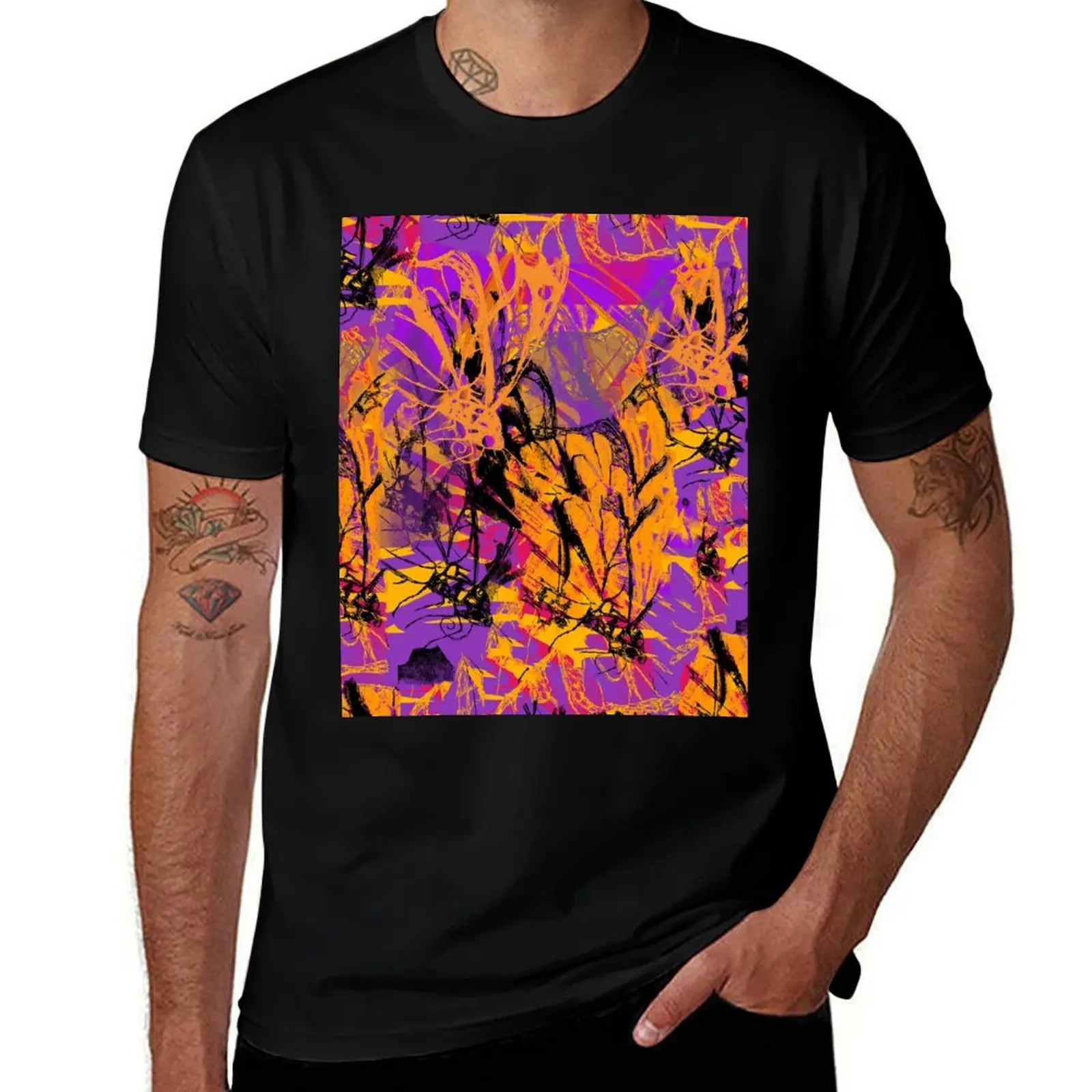 Orange Butterfly pattern T-Shirt Summer Holiday T-Shirt