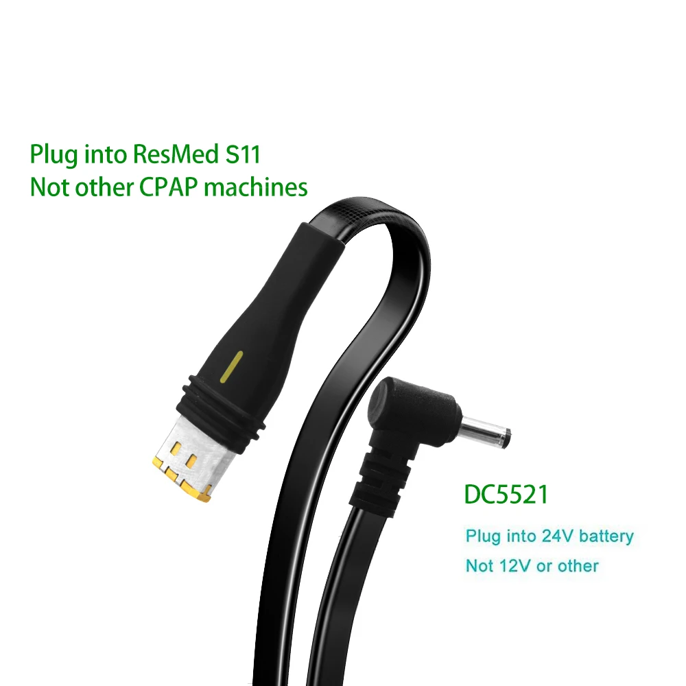 CPAP Machine Power Cable Power Cord DC 5521 For ResMed AirSense 11 AutoSet Travelling on Airplane Train Vehicle Vacation Holiday