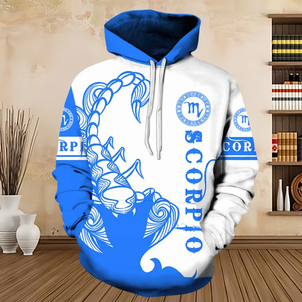 

Мужская толстовка с 3D принтом скорпиона, толстовка с графическим рисунком и карманом кенгуру, удобный свободный модный осенний пуловер с капюшоном, мужская одежда