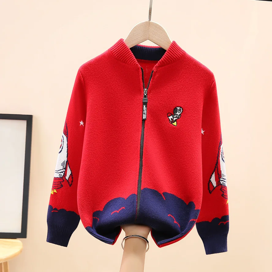 

Boys Sweater Cardigan 2024 New Kids Causal Coat Children's Thicken Warm Zip Knitted Shirt For Age 4-15 Years Autumn Winter Wear