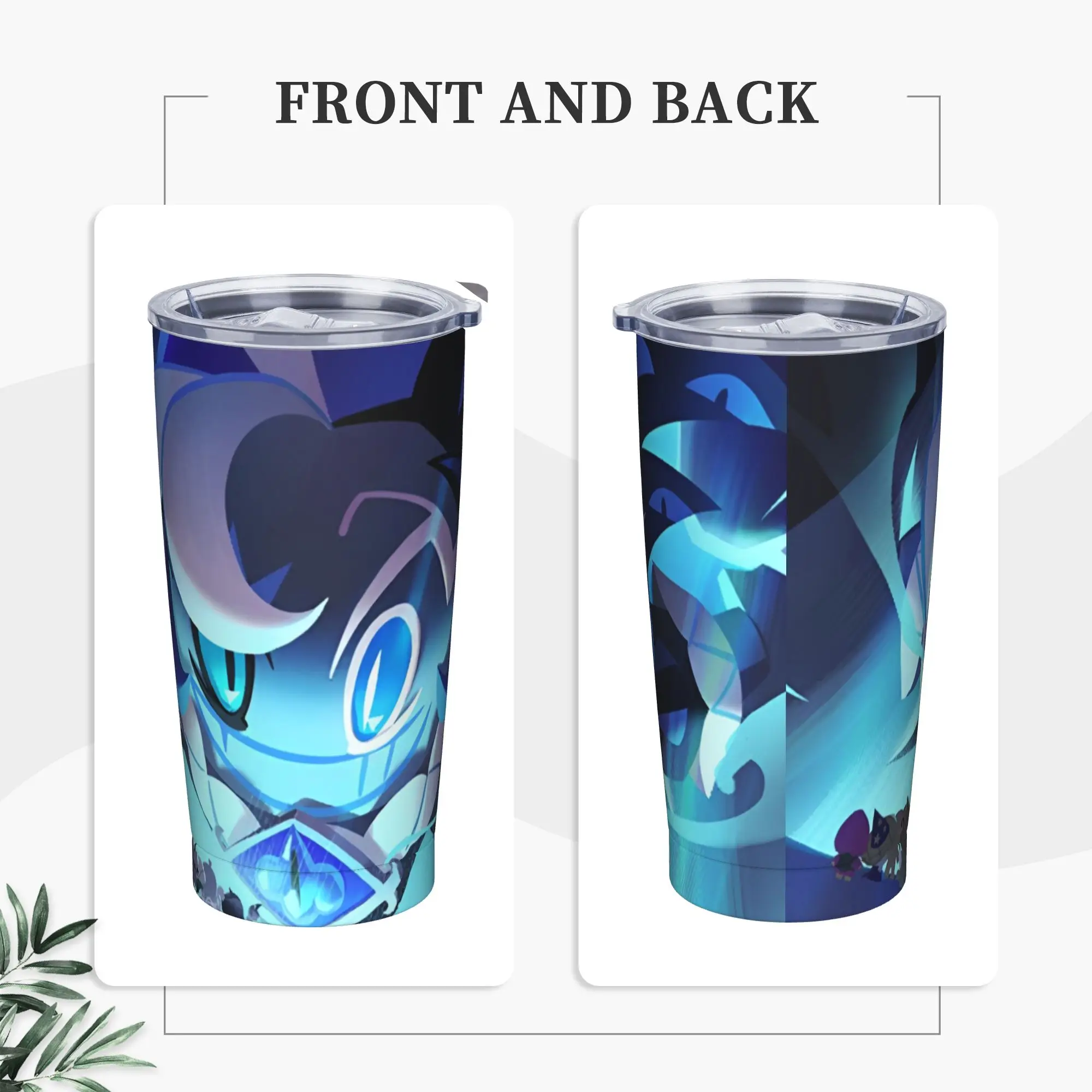Shadow Cookie Run Milk Tumbler Vacuum Insulated Cute Cartoon Anime Coffee Cups with Lid Straw Office Home Mug Water Bottle, 20oz
